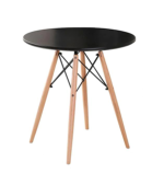 ترابيزة طعام / كافيتريا -  D-Table 80 cm - تستند على 3 أرجل خشب زان بقوائم معدنية