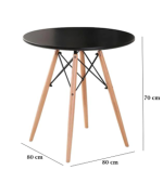 ⁦ترابيزة طعام / كافيتريا -  D-Table 80 cm - تستند على 3 أرجل خشب زان بقوائم معدنية⁩ - الصورة ⁦4⁩