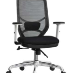 كرسى ظهر وسط شبك اسود - موديل DW 409 B- فريم ابيض - يدات متحركة - نجمة معدن