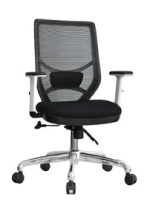 كرسى ظهر وسط شبك اسود - موديل DW 409 B- فريم ابيض - يدات متحركة - نجمة معدن