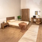 غرفة نوم Bedroom -17 مكونة من 4 قطع - سرير خشب + دولاب + كمود + مكتب
