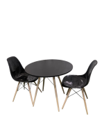 ⁦ترابيزة طعام / كافيتريا -  D-Table 80 cm - تستند على 3 أرجل خشب زان بقوائم معدنية⁩ - الصورة ⁦2⁩