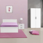 غرفة نوم Bedroom -12 مكونة من 3 قطع - سرير خشب + دولاب + كمود
