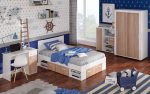 ⁦غرفة نوم Bedroom -20 مكونة من 4 قطع - سرير خشب + دولاب + وحدة ارفف + مكتب⁩ - الصورة ⁦2⁩