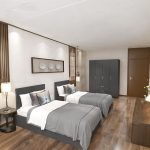 غرفة نوم Bedroom -21 مكونة من 3 قطع - 2 سرير خشب + دولاب