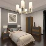 غرفة نوم Bedroom -16 مكونة من 5 قطع - سرير خشب + دولاب + 2 كمود + تسريحة