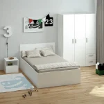 غرفة نوم Bedroom -14 مكونة من 3 قطع - سرير خشب + دولاب + كمود