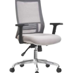 كرسى ظهر وسط شبك - DW 803 B - White - يدات متحركة - فريم ابيض - نجمة معدن