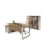 ⁦مكتب 200 سم موديل Metaly Plus مقاس 200 * 160 * 75 سم شامل سايد جانبي بالادراج⁩ - الصورة ⁦2⁩