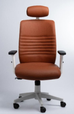 كرسى مدير ظهر عالي جلد - موديل Euro Marriott Leather A White - يدات متحركة - نجمة بلاستيك