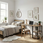 ⁦مكتب 160 سم موديل روستيك Rustic Plus مقاس 160 * 60 * 75 سم شامل ارفف جانبية⁩ - الصورة ⁦2⁩