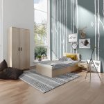 غرفة نوم Bedroom -23 مكونة من 3 قطع - سرير خشب + دولاب + كمود