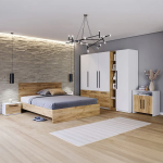 ⁦غرفة نوم Bedroom -24 مكونة من 5 قطع - سرير خشب + دولاب + 2 كمود + تسريحة⁩ - الصورة ⁦2⁩