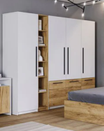 ⁦غرفة نوم Bedroom -24 مكونة من 5 قطع - سرير خشب + دولاب + 2 كمود + تسريحة⁩ - الصورة ⁦4⁩