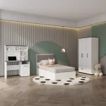 غرفة نوم Bedroom -25 مكونة من 3 قطع - سرير خشب + دولاب + مكتب