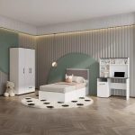 ⁦غرفة نوم Bedroom -25 مكونة من 3 قطع - سرير خشب + دولاب + مكتب⁩ - الصورة ⁦2⁩