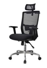 ⁦كرسى مدير  DW 802 A - Black ظهر عالي شبك - يدات متحركة - نجمة معدن⁩ - الصورة ⁦2⁩