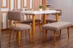 ⁦ترابيزة طعام / كافيتريا -  D-Table 160 * 80 cm - شاملة 4 كراسي + بانكيت⁩ - الصورة ⁦2⁩