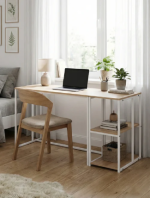 مكتب 160 سم موديل روستيك Rustic Plus مقاس 160 * 60 * 75 سم شامل ارفف جانبية