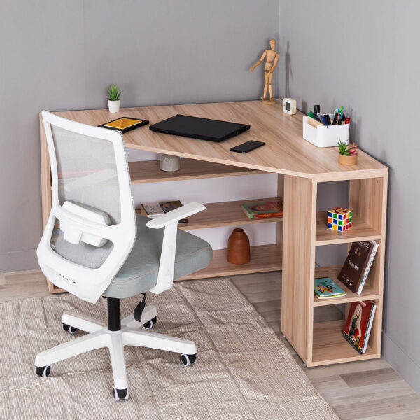 Corner-Desk-SINET-مكتب-زاوية_Employee-Desks-مكاتب-موظفين_1816_1-600x600 مكتب مقاس 120 * 120 * 75 سم شامل سايد جانبي ارفف ديكورية - الصورة 1
