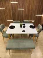 ⁦ترابيزة طعام / كافيتريا -  D-Table 160 * 80 cm - شاملة 4 كراسي + بانكيت⁩ - الصورة ⁦5⁩